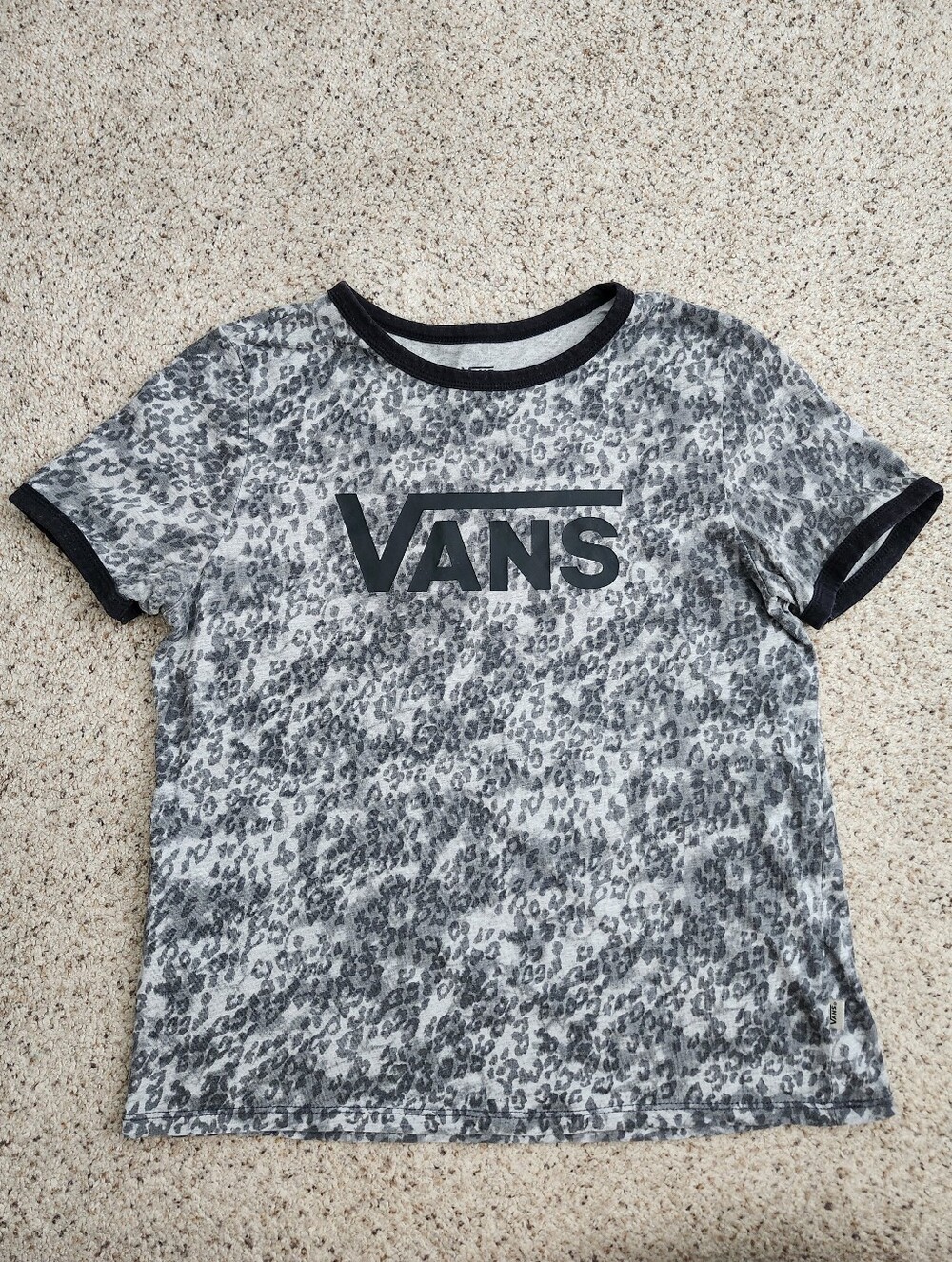 Vans Gray and Black Leopard Print Short Sleeve Tee